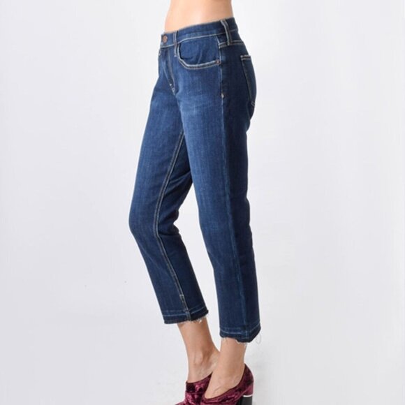 Current Elliott Straight Leg Crop Jean Womens 30 Blue Mid-Rise Stretch Raw Hem - Picture 2 of 4